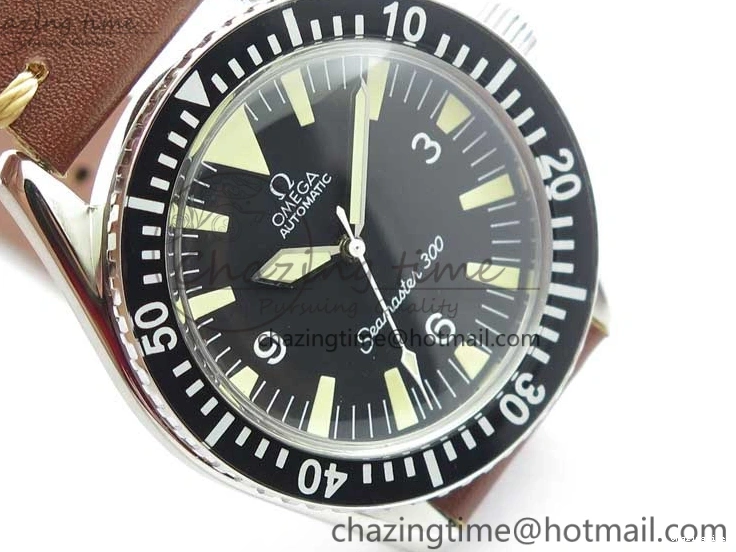 0117 Vintage Seamaster 300 No Date SS B12 Black Dial On Brown Leather Strap A2836 (Free Nylon Strap) Comfortable 7912